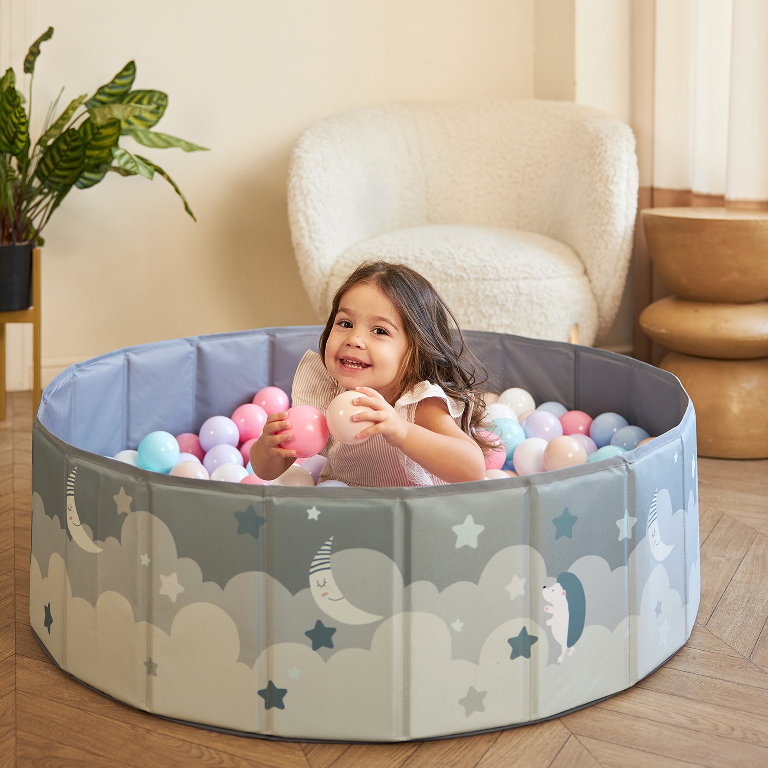 Сухой бассейн для шариков UNIX Kids Moon / Луна 100 серый (без шариков)