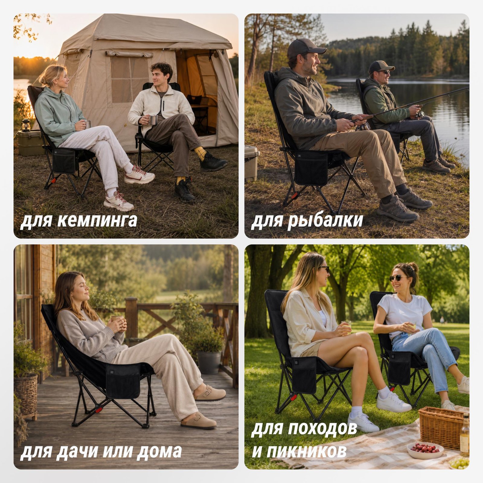 Кресло складное UNIX Camp Trail / Тропа черный