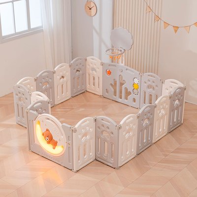 Манеж UNIX Kids Deluxe / Делюкс серый180 x 200 см, с баскетбольным кольцом и ковриком