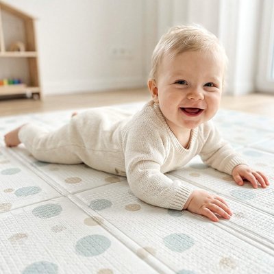 Игровой коврик складной UNIX Kids Circles / Круги 150x180 см серый
