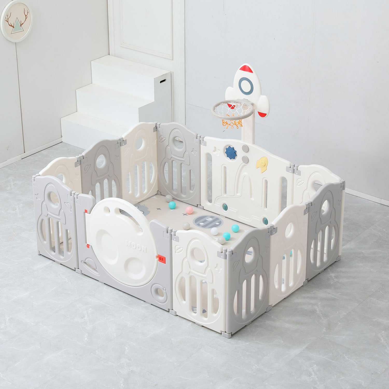 Манеж UNIX Kids Supreme Space / Премиальный 160x160 см серый